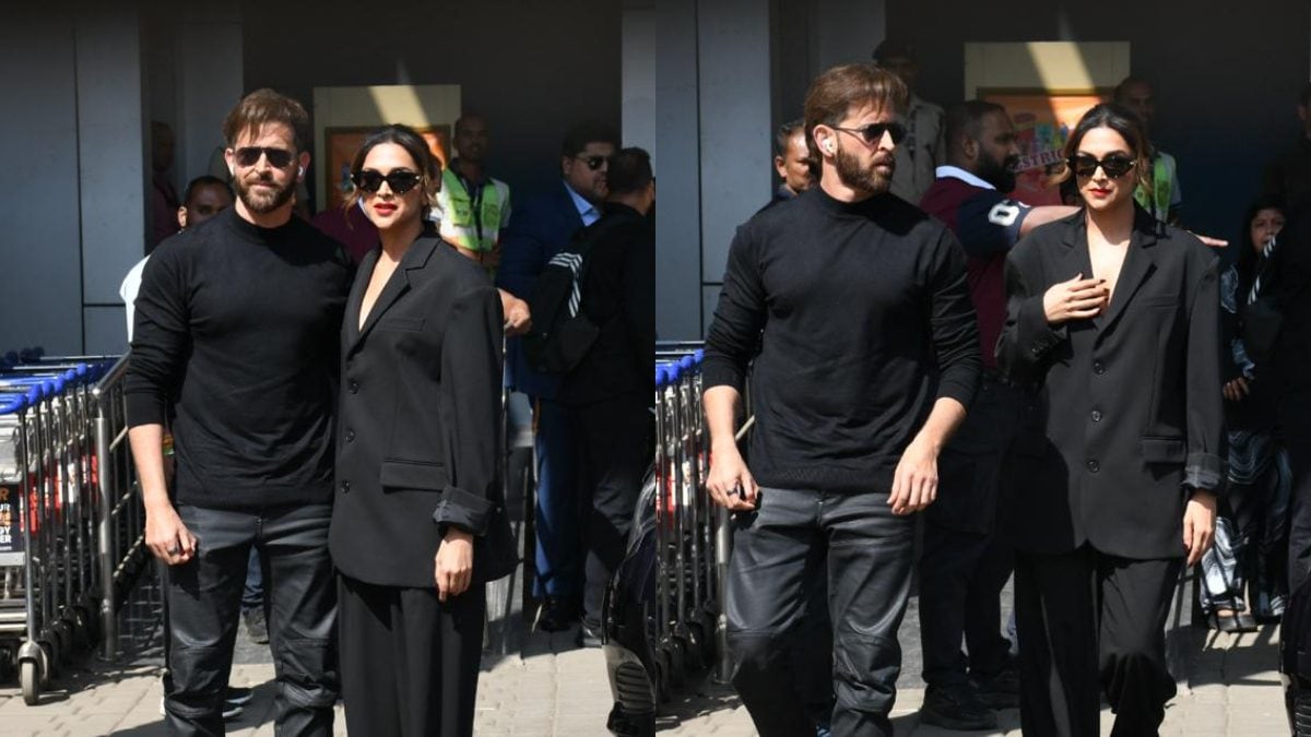 Hrithik Roshan, Deepika Padukone Twin In Black As They Head For Fighter Promotions; Photos