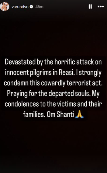 Varun Dhawan condemns Reasi attack