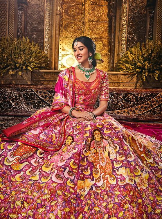 Radhika Merchant Shubh Aashirwad outfit by Abu Jani Sandeep Khosla