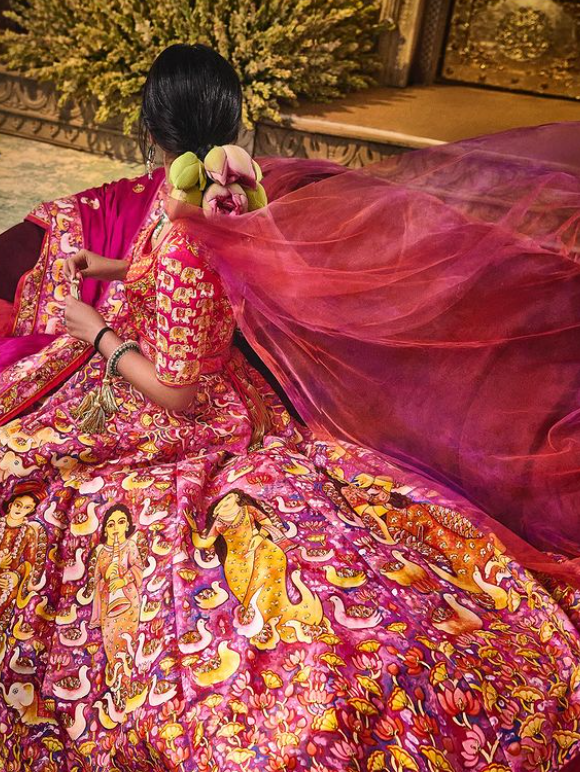 Radhika Merchant's Shubh Aashirwad lehenga is handpainted