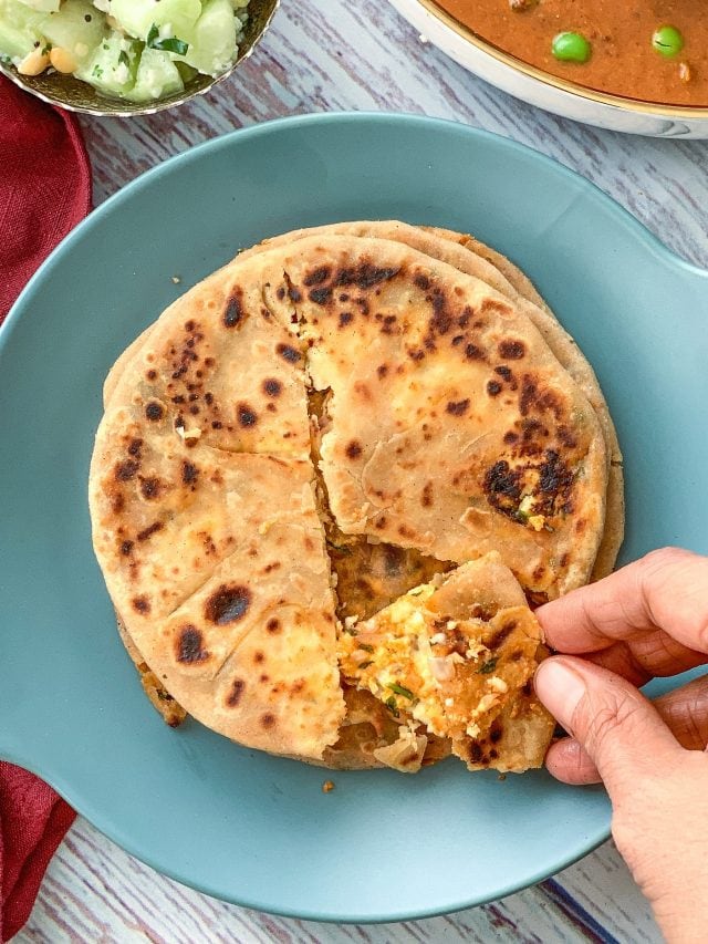 Easy Stuffed Paneer Onion Paratha Recipe