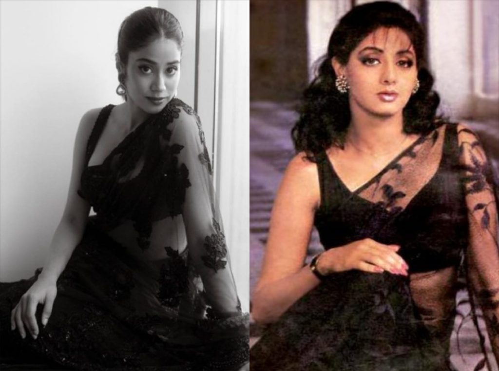 Janhvi Kapoor and Sridevi in black saree