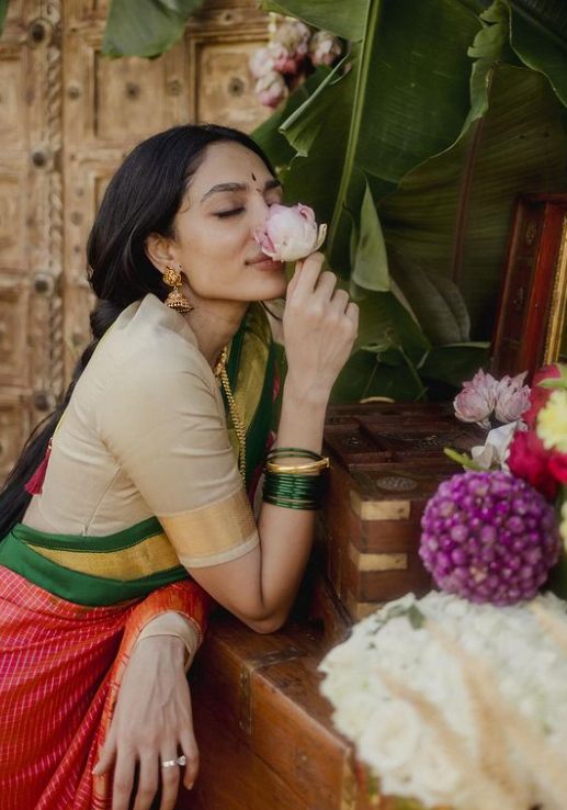 Sobhita Dhulipala in a saree gifted by Mother-in-law