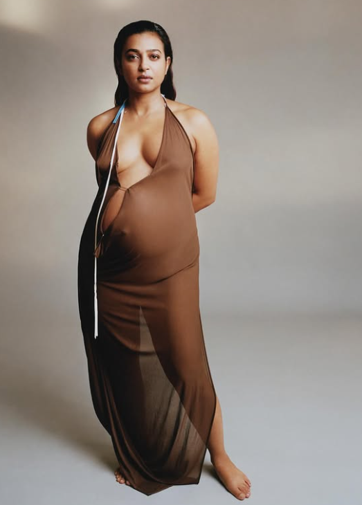 Radhika Apte wears a brown dress for maternity photoshoot