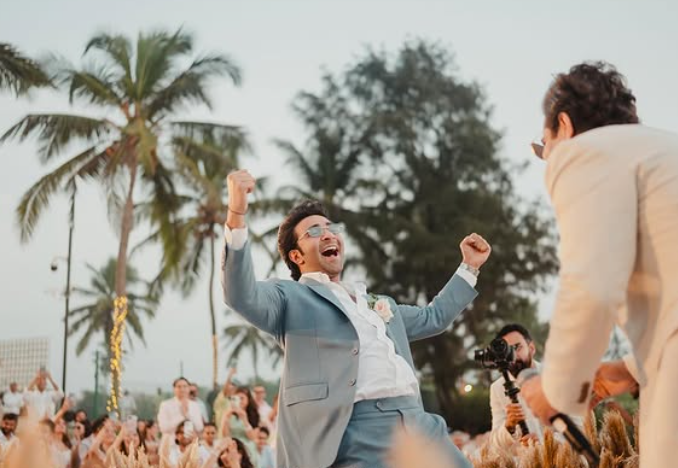 Aadar Jain enjoying his wedding